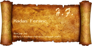 Hadas Ferenc névjegykártya